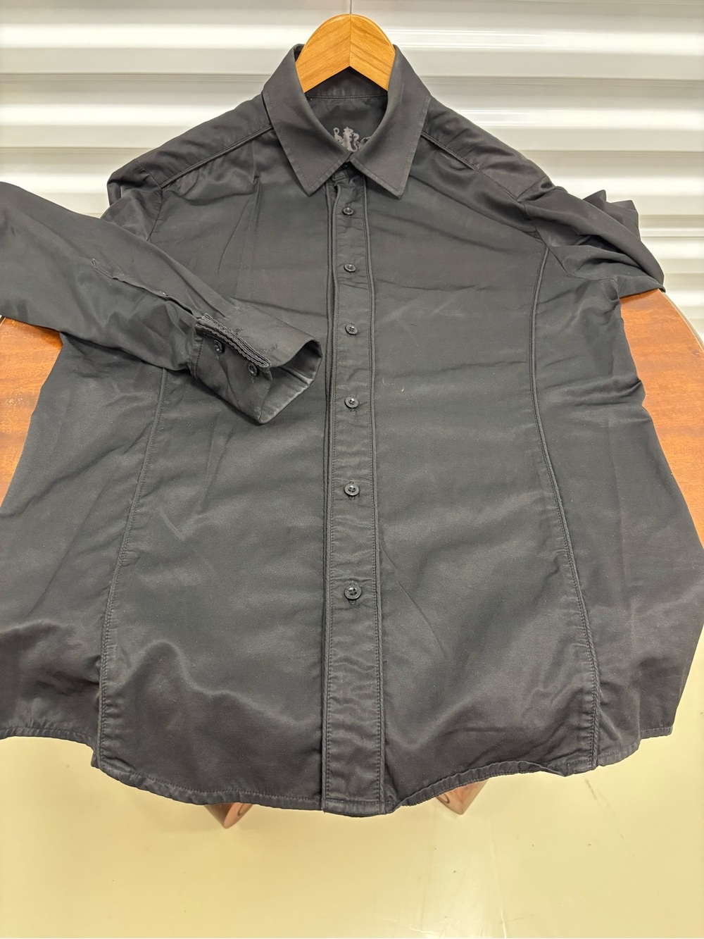 Men's Black sateen Button-Down Dress Shirt